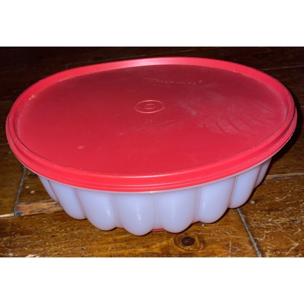 TUPPERWARE Jel-Ring Salad Dessert Punch Bowl Ice Mold Ring Red